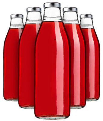Produktbild von KADAX Saftflaschen 1L, 20 Stück, Silber, Glasflaschen mit Schraubverschluss fi43mm, leere Flaschen zum Einkochen, Einmachflaschen zum Befüllen von Saft & Sirup