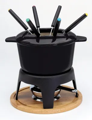 Fondueset, emailliert, für 6 Personen, inkl. 6 Vorken
