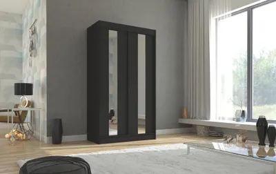 Obrázek produktu pro Šatní skříň se zrcadlem 120 cm DAFMIRA - černá