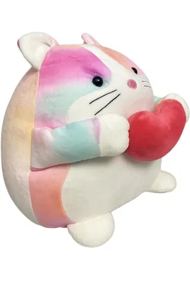 Produktbild von Plüschtier Katze 26 cm Weiß Mehrfarbig mit Herz – Weiches Stofftier, Kuscheltier für Kinder