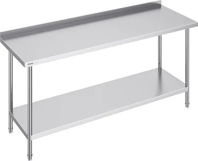 Produktbild von VEVOR Edelstahl-Arbeitstisch, gewerblicher Arbeitstisch zur Lebensmittelzubereitung, Arbeitstisch aus Metall mit einstellbarer Höhe für Restaurant, Zuhause und Hotel 610 x 1829 x 914 mm