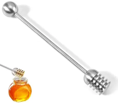 Produktbild von Honiglöffel - Honiglöffelstäbchen aus Edelstahl - 16 cm - Honig- und Siruplöffel - Für Honiggläser, Marmeladengläser und Sirup - Küchenzubehör