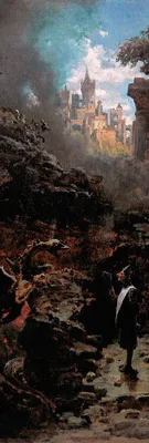 Produktbild von Carl Spitzweg Kunstdruck Bild - Der Hexenmeister, 1875, Detail (158 x 53 cm)
