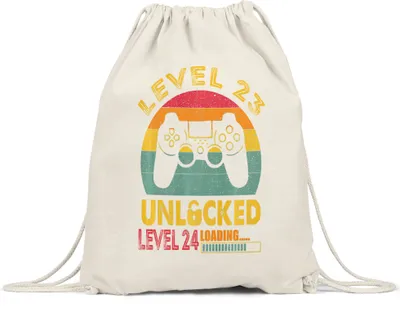 Produktbild von Level 23 Unlocked Level 24 Loading Turnbeutel Gymsack  Geburtstag Konsole Happy Birthday Controller Gamepad Spiel