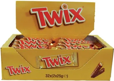 A box of Twix candy bars.