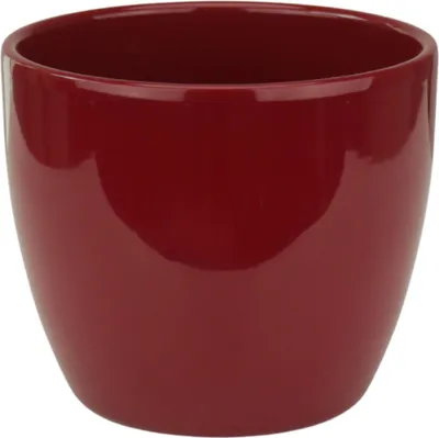 Produktbild von Leni Sylt Blumentopf Übertopf Keramik rund glänzend Weinrot 17 cm Durchmesser Pflanztopf für Zimmerpflanzen