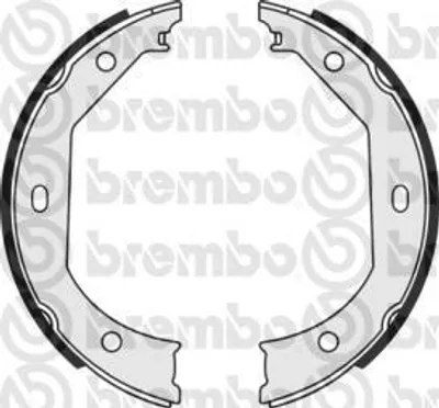 Illustration of two car brake shoes with branding.