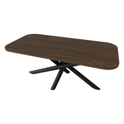 Produktbild von Esstisch OLO 185 Nussbaum Wisconsin – Runder Design Tisch mit Spinnenfuß für Esszimmer, Küche und Wohnbereich
