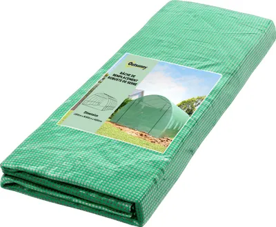 Image de Outsunny Bâche de Rechange Serre Tunnel 18 m², bâche 6 x 3 x 2 m PE Anti-UV imperméable 12 fenêtres + Porte Enroulable zippée vert