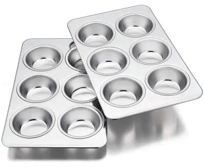 Muffinbackform-Set, 2er-Pack, Edelstahl, 29x18 cm, 12 Mulden