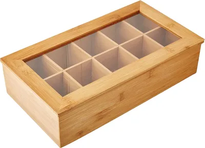 Produktbild von Teebox aus Bambus - Braune Teelagerung, 36 x 9 x 20 cm