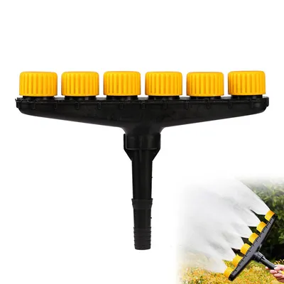Produktbild von 6-Kopf Garten-Sprinkler für Hochdruck-Bewässerung, Einstellbarer Multikopf-Sprüher für Gartenschlauch, Nebeldüse für Gemüse & Pflanzen,Schlauchschelle & Adapter,Großflächen-Beregnung