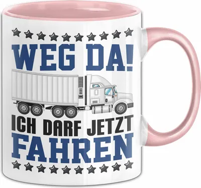 Produktbild von Lkw Führerschein Bestanden Geschenk Tasse Bestandener Führerschein Fernfahrer Lastkraftwagen Fahrschule Kaffee-Becher (Rosa)
