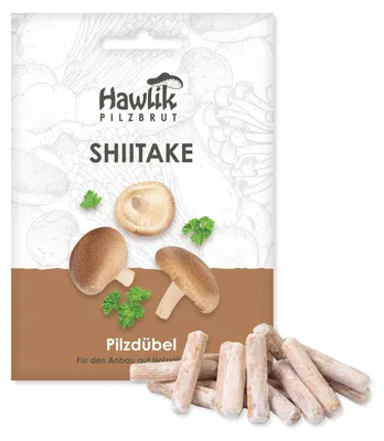 Produktbild von Hawlik Pilzbrut Shiitake Dübel – 20 Pilzdübel, Pilze anbauen auf Holzstamm, Pilzzucht Freiland