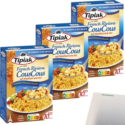 Produktbild von Tipiak CousCous auf mediterrane Art 3er Pack (3x400g Packung) + usy Block