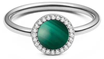 Image de Bague élégante avec malachite et cristaux Audrey DW00401317 - Circonférence : 62 mm.