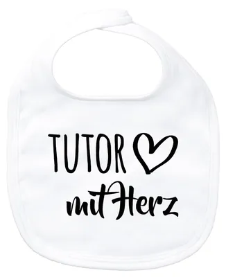Produktbild von Huuraa Baby Lätzchen Tutor mit Herz White Klettverschluss  Baumwolle Latz Geschenkidee