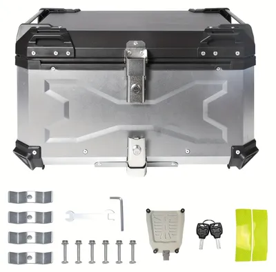 Obrázok produktu pre Motorkafrón - Kufor na motorku - Horný kufor - Kufor na príslušenstvo motorky - Box na prilbu - Hliník - 65 litrov - Vodotesný