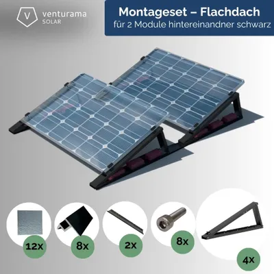 Produktbild von Flachdach-Aufständerung – “Flat-Flex”-Set Black Line – für 2 x PV-Module (hintereinander)