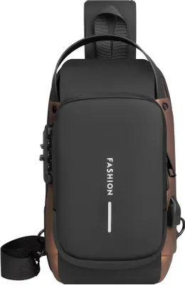 Imagen del producto de Bolsa de pecho antirrobo Unyqoos® con puerto de carga USB – Bandolera para hombre y mujer, fabricada en tejido Oxford, 18x10x32 cm, 440 g, compatible con dispositivos de 9,7 pulgadas, color /dorado, color