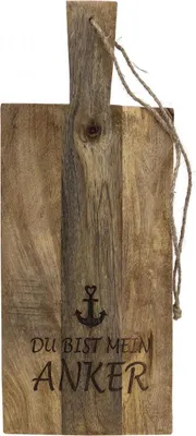 Produktbild von Maritime Holzdeko Tablett mit Ankergravur und Jutekordelgriff
