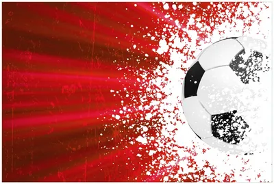 Produktbild von Wallario Premium Glasbild, freischwebende Optik, kräftige Farben, Größe 90 x 60 cm Motiv Fußball - Splashing Design in rot