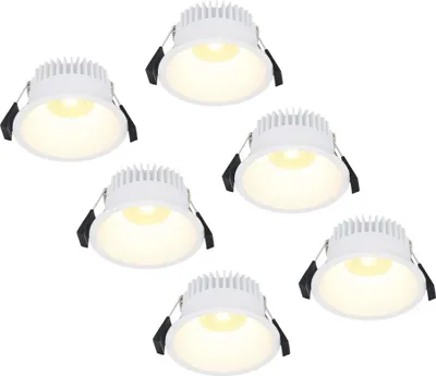 Produktbild von hoftronic LED Einbaustrahler 10W 900lm 2700K IP44 Weiß 6er Set