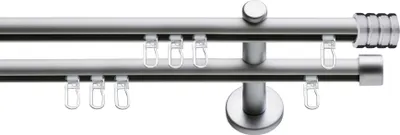 Produktbild von SN Deco - Innenlaufgarnitur Lille, 19 mm, 2-Lauf, chrom-matt, 240 cm (2x120 cm inkl. Verbinder)
