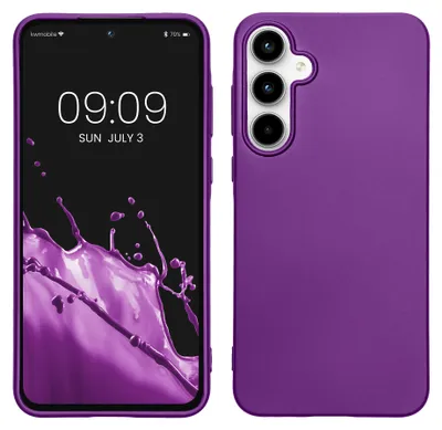 Produktbild von kwmobile Handyhülle für Samsung Galaxy A55 5G Hülle - Silikon Case metallisch schimmernd - Schutzhülle Cover - Metallic Violett