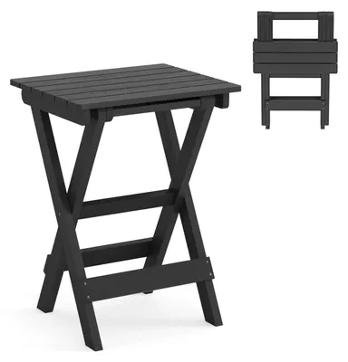 Produktbild von Beistelltisch Outdoor Wetterfest Klappbar HDPS Schwarz 51 x 41 x 69 cm