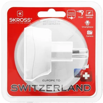 Immagine prodotto di SKROSS 73563 Adattatore Europa-Svizzera, spina Svizzera (tipo J, SEV 1011), bianco - adatto a tutti i dispositivi con e senza messa a terra (a 2 e 3 poli)