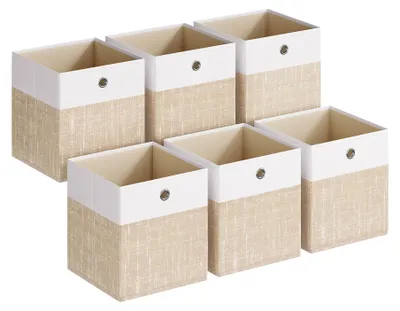 Produktbild von Aufbewahrungsbox, 6er-Set, Aufbewahrungskörbe, Organizerboxen mit PP-Paneelen, geruchsneutral, faltbar, Stoffbox für Würfelregale, 26 x 26 x 28 cm