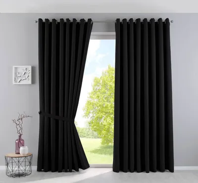 Produktbild von Vorhänge Blickdicht »NewYork« Schwarz HxB 225x295 cm 2er-Pack Thermo-Gardinen Verdunkelungsvorhang Blackout Ösen schalldämmend UV-Schutz Raffhalter, 201920600-2