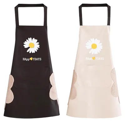 Küchenschürze wasserdicht, 2 Stück, Schwarz-Weiß, mit Taschen
