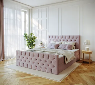 Produktbild von Emoebel24 Boxspringbett 140x200cm mit 2 Bonell-Matratzen H3, 2 Bettkasten,Komplett Bett, Polsterbett mit Topper, Bett Rosa VENUS