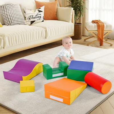 Produktbild von 6 TLG Riesenbausteine zum Toben & Klettern Großbausteine.Treppe und Rutsche für Kinder Spielzeug zum Klettern, im Vorschulalter & Babys Softbausteine.