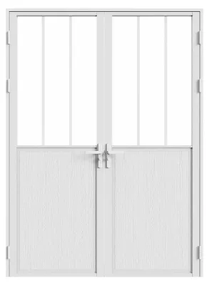 Produktbild von Zweiflügelige Schwingtür aus Aluminium und gehärtetem Glas im Industrial-Stil – 2 x H 204 x B 83 cm – Weiß – ERMELO