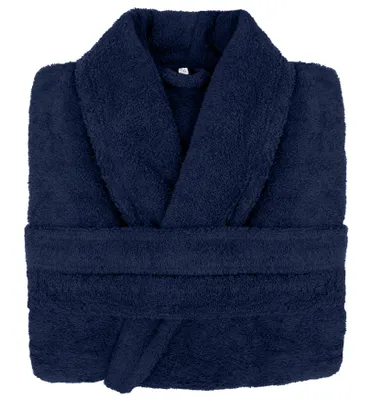 Produktbild von Eleganter Herren-Bademantel aus 100% Baumwolle in Marineblau, Größe S/M, Prestige Kollektion