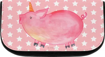 Produktbild von Mr. & Mrs. Panda Kosmetiktasche Einhorn Schwein - Rot Pastell - Geschenk, Make-up Organizer, kosmetik, Spaß, kulturtäschchen, Schminktäschchen, Kulturtasche, English
