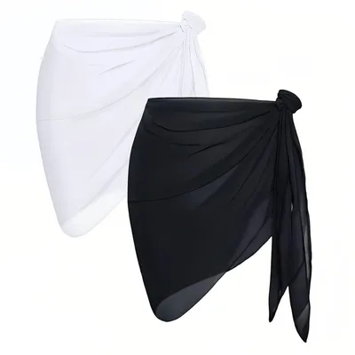 Productafbeelding van 2 stuks dames strandwikkel, sarong, omslagdoek voor vrouwen, strandrok sarong