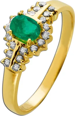 Produktbild von Smaragdring Gelbgold 585 grüner Smaragd 0.50ct.Brillanten 0.30ct.TW/SI 18