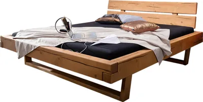 Produktbild von KAWOLA Balkenbett MALA Kiefer eichefarbig massiv 200x200cm