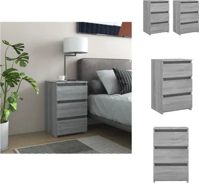 Produktbild von vidaXL Nachttische 2 Stk. Grau Sonoma 40x35x62,5 cm Holzwerkstoff -  Nachttische