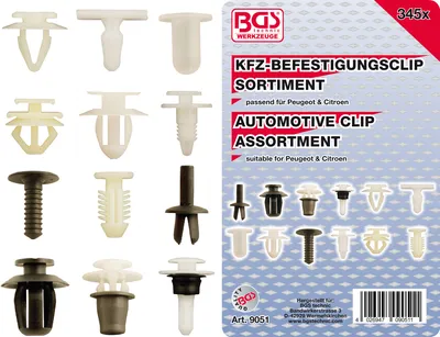 Produktbild von BGS 9051 Kfz-Befestigungsclip-Sortiment für Peugeo t, Citroen, 345-tlg.