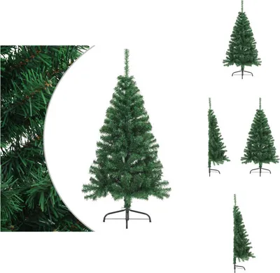 Obrázok produktu pre vidaXL Umelý polovičný vianočný stromček so stojanom zelený 120 cm PVC - Vianočné stromčeky
