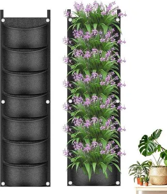 Obrázek produktu pro Vertikální zahrada, 7 přihrádek, 100 x 30 cm, prodyšná, montáž na zeď