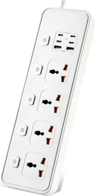 Produktbild von INF Steckdosenleiste mit Schalter, USB & Type-C - Universalsteckdose Weiß