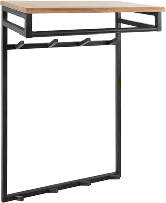 Produktbild von KAWOLA Garderobe ELIARA Akazie Metall Hutablage 8 Haken schwarz
