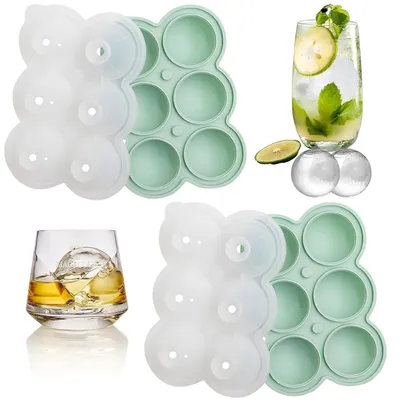 Produktbild von 2er-Pack Eiswürfelform Silikon, 4,5 cm runde Eiswürfel, BPA-frei, Grün
