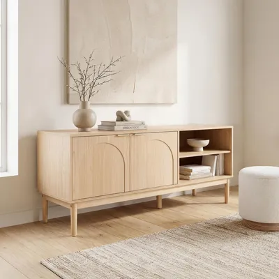 Produktbild von Skandinavisches TV-Möbel, 140 cm, 2 Türen, Eichenoptik, NOLAN
